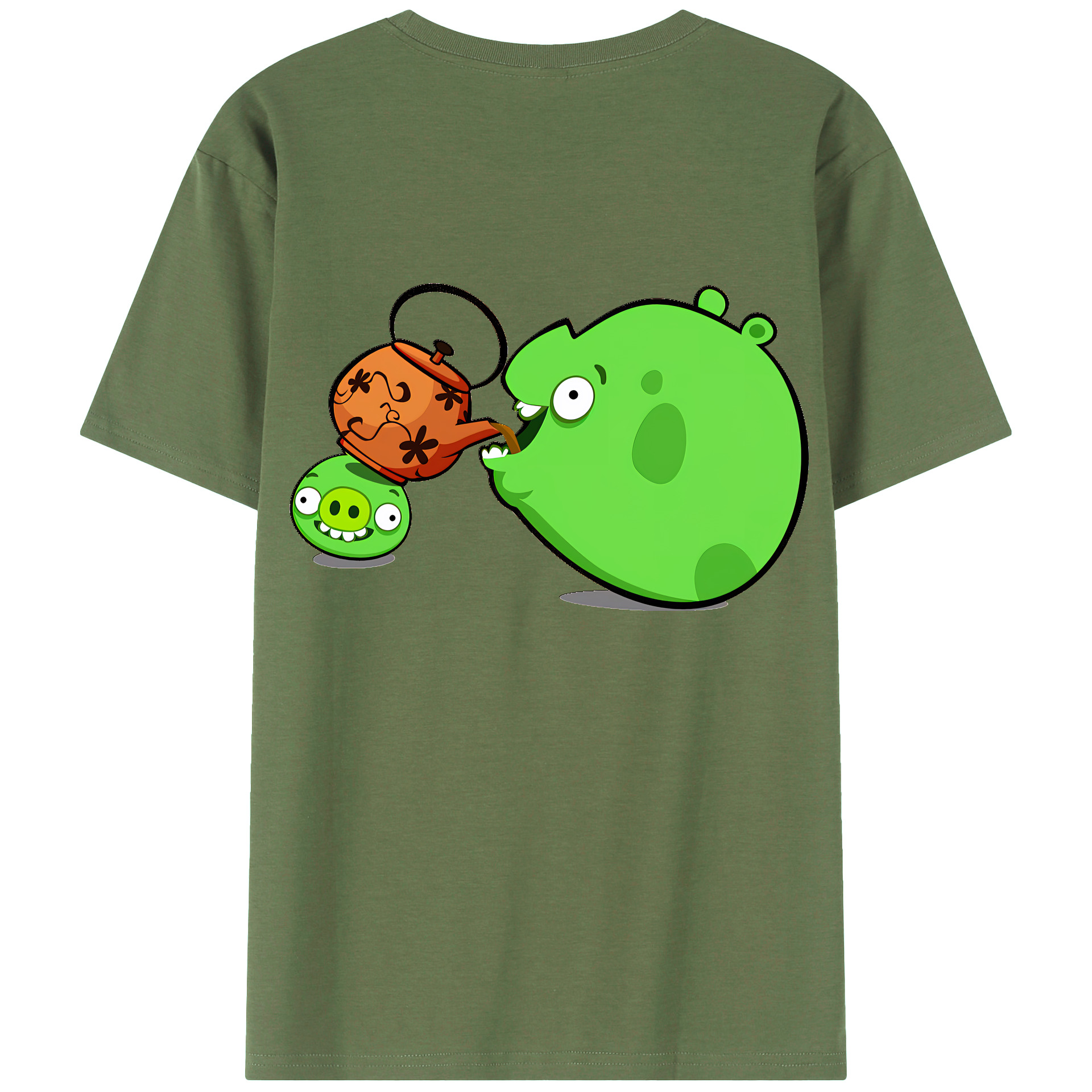 （画像用） Angry Birds アングリーバード 綿100％ メンズ半袖Tシャツ（バックプリント） 通気性